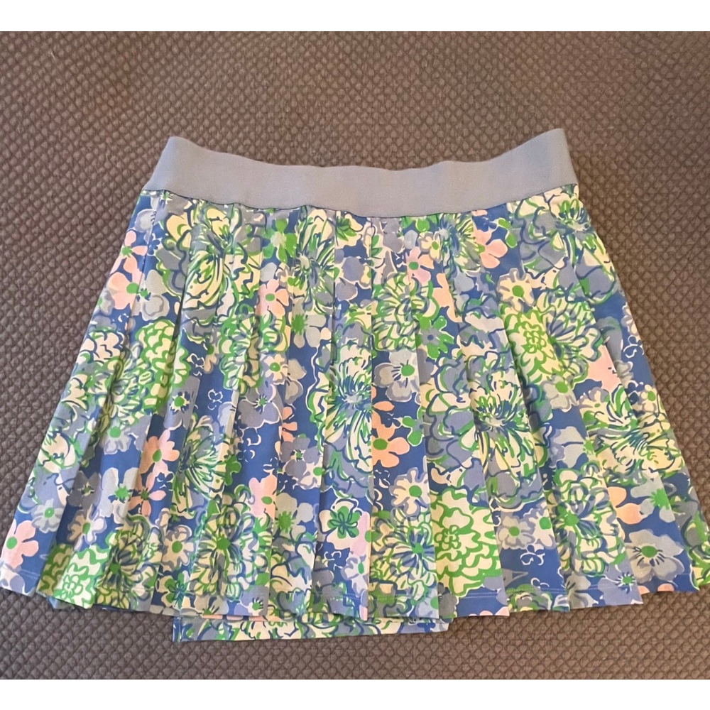 Lilly Pulitzer Luxletic Skort Size 2 Blue Green Floral Pleated Golf Tennis Skirt - Picture 2 of 8